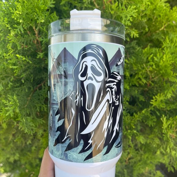Handmade Ghost Face Tumbler Brand New 40 oz double wall stainless tumbler for tr - Picture 8 of 8
